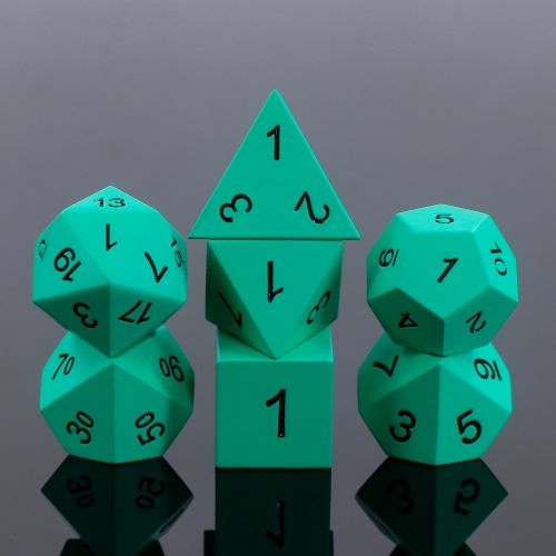 Green Metal Dice - Black font