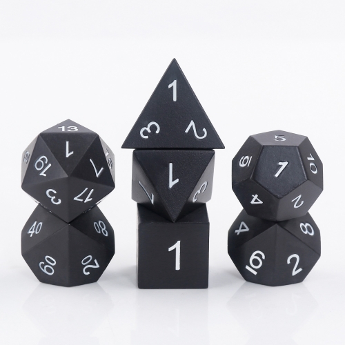 Matte Black Metal Dice - White font