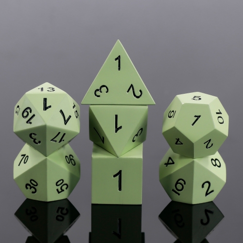 Light Green Metal Dice - Black font