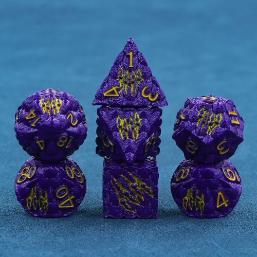 Purple Dragon Scale Metal Dice-Dragon Claw