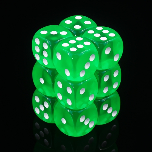 (Green Transparent)16mm D6 Pips dice