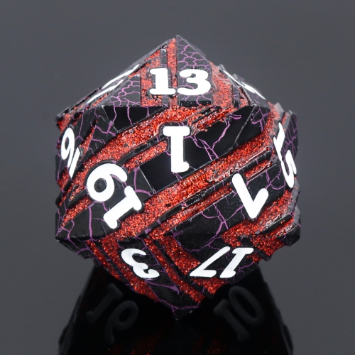 Titan D20s-Purple Crack (Red Glitter)