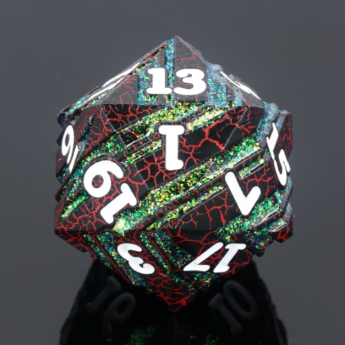 Titan D20s-Red Crack (Blue+Green+Yellow Glitter)