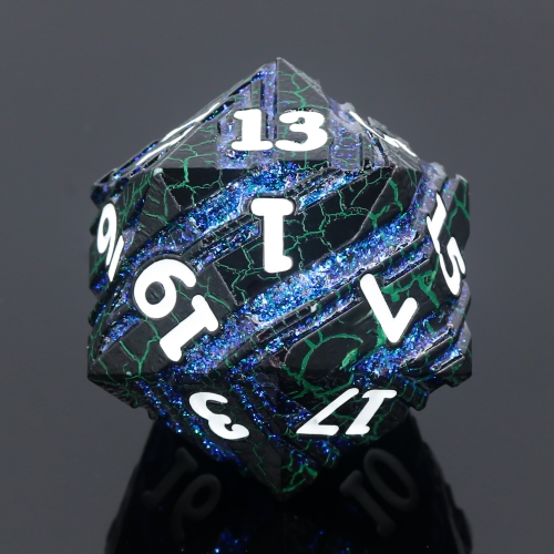 Titan D20s-Green Crack (Blue Glitter)