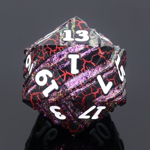 Titan D20s-Red Crack (Purple+Green+Yellow Glitter)