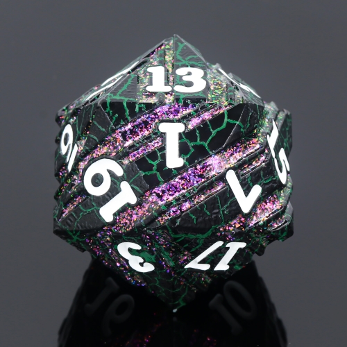 Titan D20s-Green Crack (Purple Glitter)