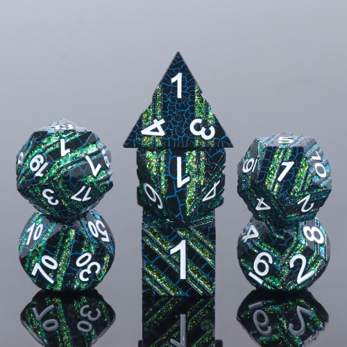 Metal Green Stripe Dice (Blue Crack)