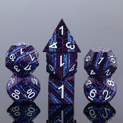 Metal Blue Stripe Dice (Purple Crack)