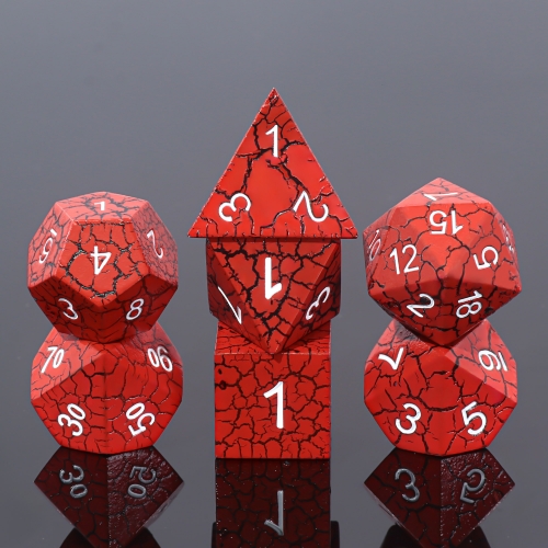 Red Metal Dice (Black Crack)