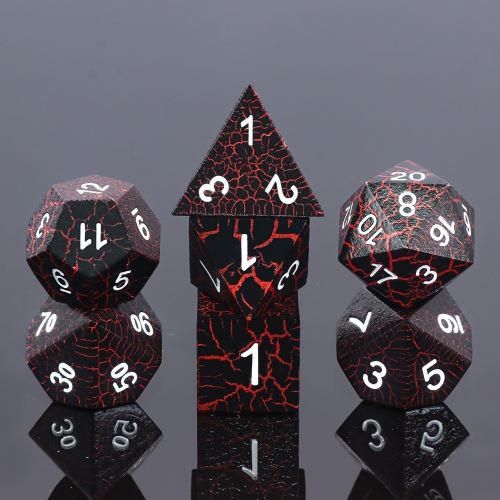Black Metal Dice (Red Crack)