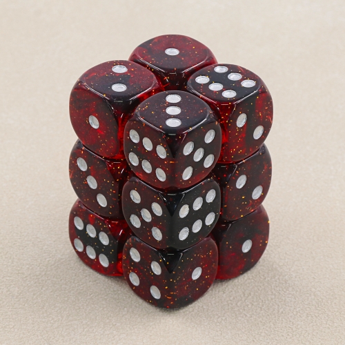 Red Aurora 16mm D6 pips dice