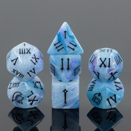 Blue Silky Roman Helmet Dice