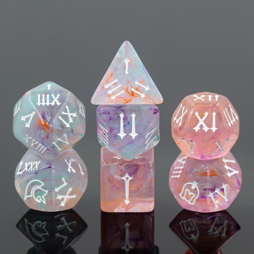 Pink Blue Silky Roman Helmet Dice