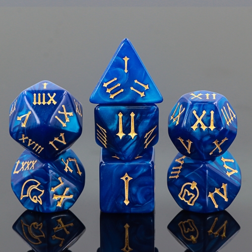 Deep Blue Pearl Roman Helmet Dice