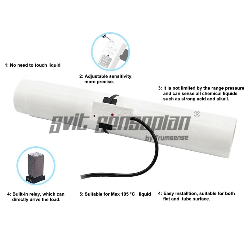 XKC-Y28 DC 12V, емкостной бесконтактный датчик уровня жидкости, датчик уровня воды в трубопроводе, датчик уровня воды в резервуаре, сухой выход, встроенное реле.