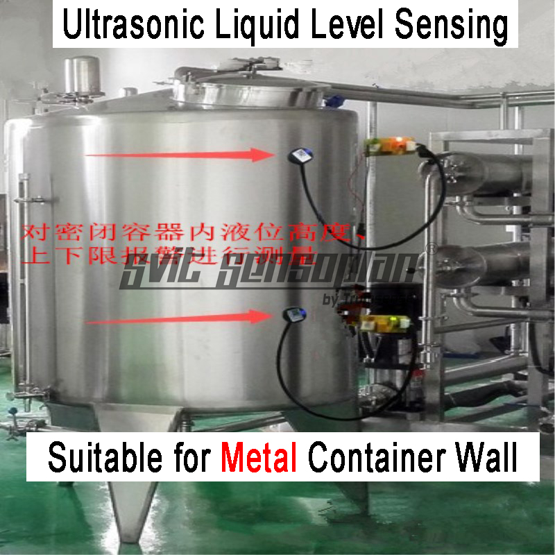 Ultrasonic Liquid Level Detector Liquid Level Sensor For Metal Container Wall Used For Special Industry Contactless Level Sensor