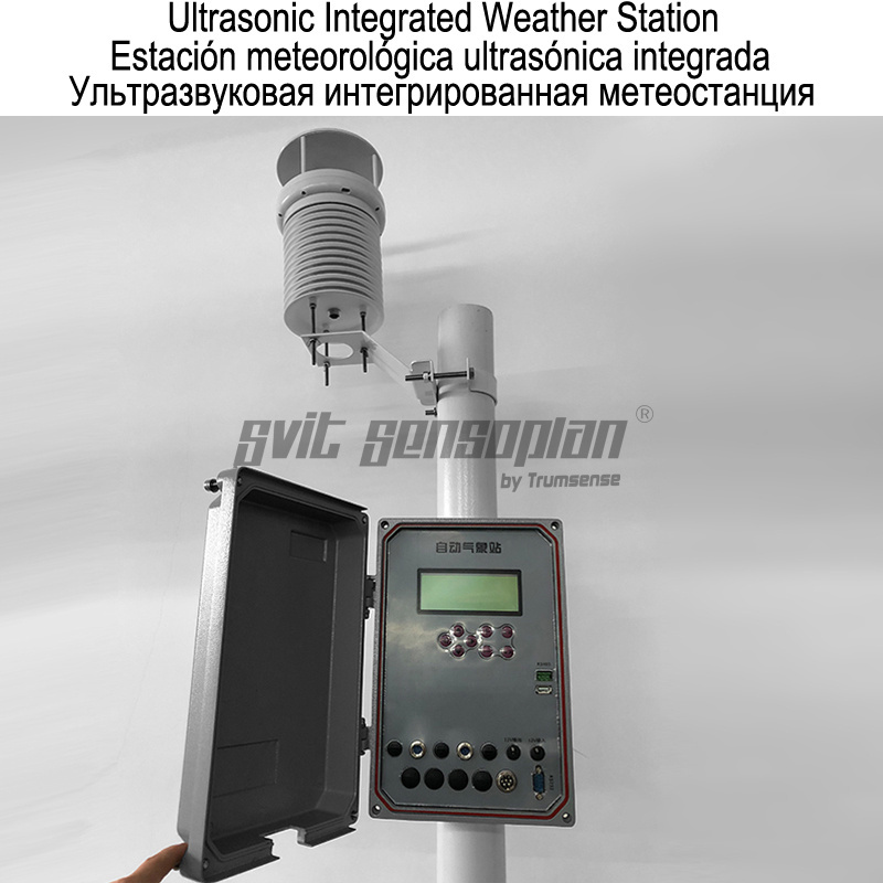 Estación meteorológica automática integrada ultrasónica: velocidad y dirección del viento por ultrasonido, temperatura, humedad y presión (5 parámetros).
