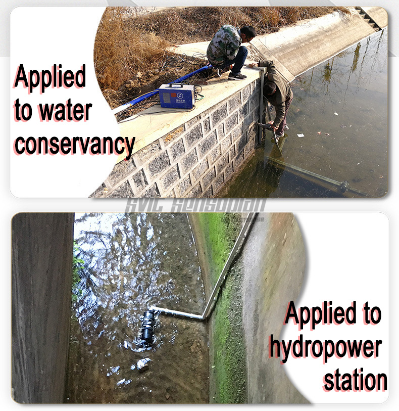 Ultrasonic Doppler Flowmeter for Measuring Flow Velocity Instantaneous Flow Cumulative Flow Depth and Water Temperature Installed in Natural Stream of Flood Drainage Irrigation Canal