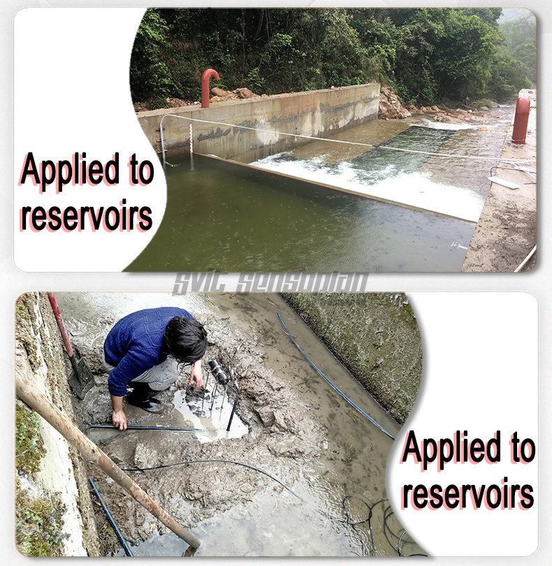 Ultrasonic Doppler Flowmeter for Measuring Flow Velocity Instantaneous Flow Cumulative Flow Depth and Water Temperature Installed in Natural Stream of Flood Drainage Irrigation Canal