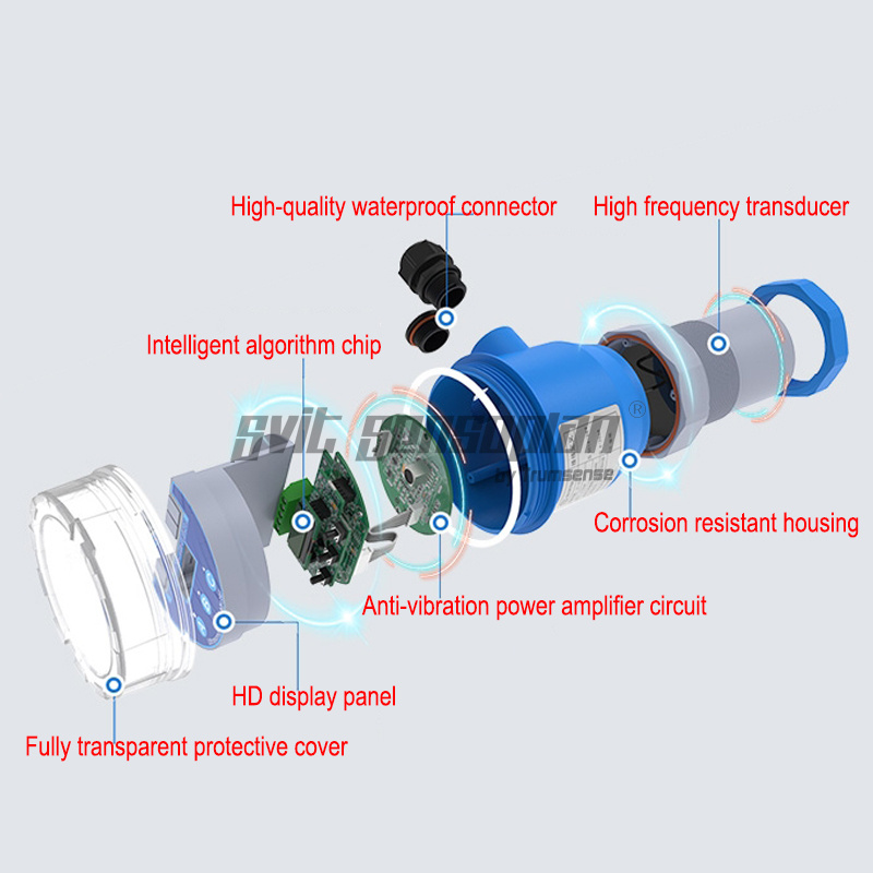 Trumsense 0.3% Precision Ultrasonic Sensor To Measure Liquid Level Water Depth Sewage Level Material Height 1 To 20m Range 4 To 20ma Or Rs485 Output