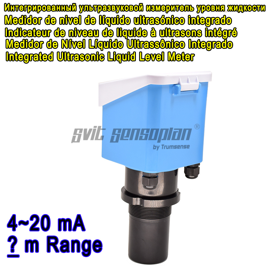 Square Head 0 To 10 Meter Ultrasonic Liquid Level Meter Ultrasound Material Quantity Sensor 1% Precision 4 To 20ma Output Used For Sewage Treatment Stations Agricultural Water Use Environmental Monitoring Hydrological Monitoring