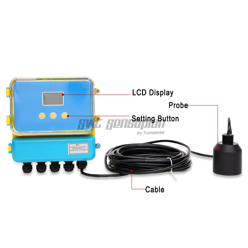 Trumsense Anti-corrosion Probe 4 To 20ma Range 5 To 20m Ultrasonic Mud Level Meter Sludge Interface Meter Measure Water Depth And Sludge Thickness Together With Temperature Compensation