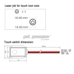 Trumsense DC 12V WS08CB-S5A-BW Stepless Dimming Touch Switch for Bathroom Led Smart Mirror Control Dual Color Light Belt