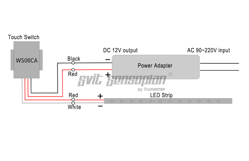 Trumsense K3013CA Touch Switch DC 12V for LED Dimming Mirror of Sitting Room Bathroom KTV Homestay Makeup Room with Adapter