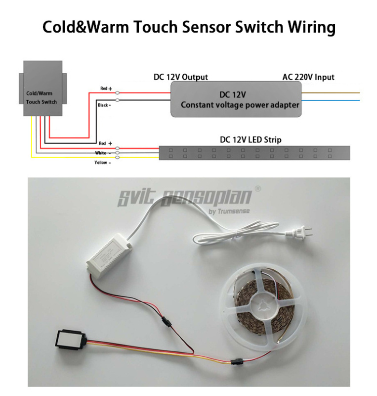 Trumsense WS08D1 Touch Switch Dual Color Brightness and Colour Temperature adjusting for Live Streaming or Cosmetic Elegent Smart Mirror