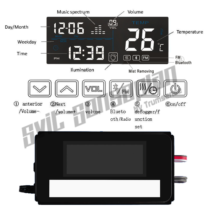 New Arrival Trumsense K3015CAS 12h or 24h Time Setting Automatically Detect the Connection of Mist Removing Film with Elegent BLACK SCREEN for Modern LED Mirror