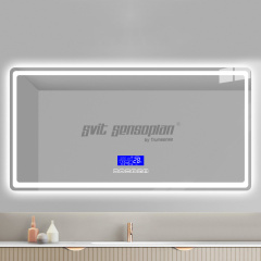 Trumsense K3015CBH Multi-function Touch Panel Turn on off LED Strip Date Time Temperature Bluetooth and Anti-fog film on off Control Install on Back for Mirror of Bathroom,Washroom,Bedroom, Bar,Hotel,Beauty Salon,Coffee Shop,Sitting Room,KTV,Homestay