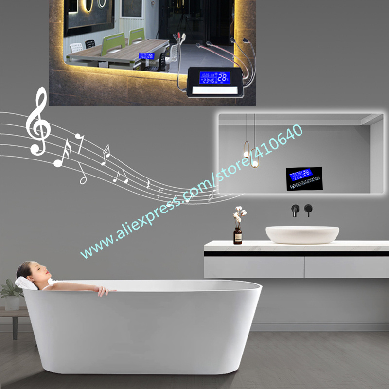 Trumsense K3015CAL Touch Switch Panel With LED On Off Time Temperature Date RadioUsed for LED Light Mirror of Bathroom,Washroom,Bedroom, Bar,Hotel,Beauty Salon,Coffee Shop,Sitting Room,KTV,Homestay,Makeup Room