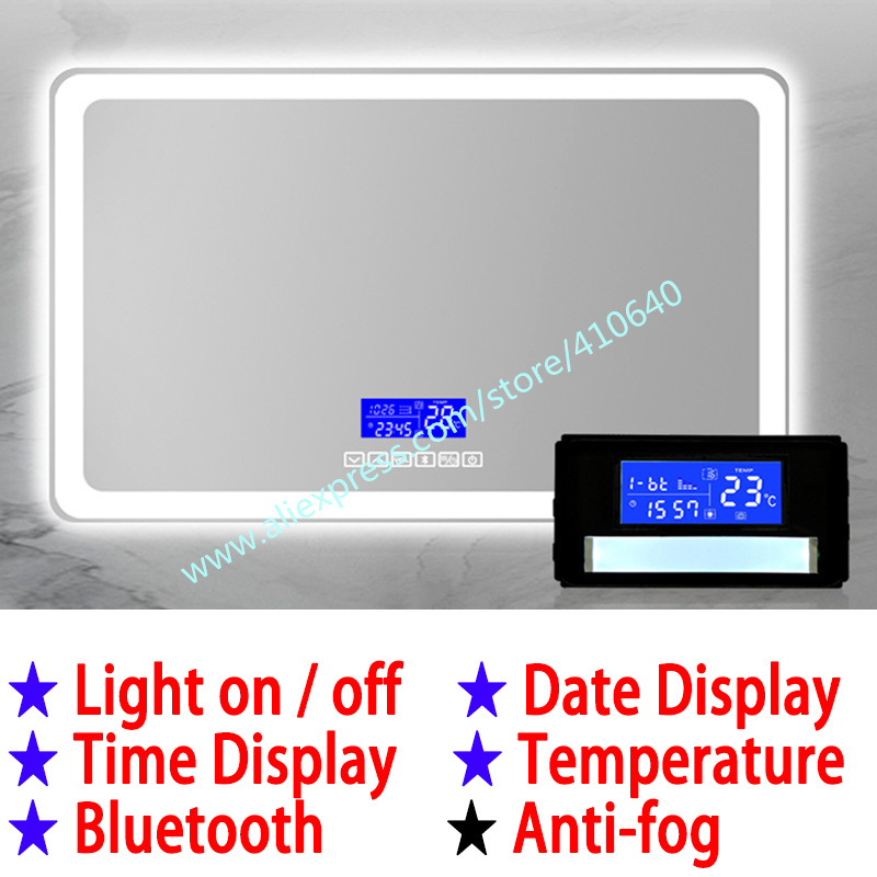 Trumsense K3015CBL Mirror Clock Temperature Date Display with Anti-Fog Touch Six Button Mirror Bluetooth Player Suitable for All LED Mirror of Hotel Home Public Activity Area