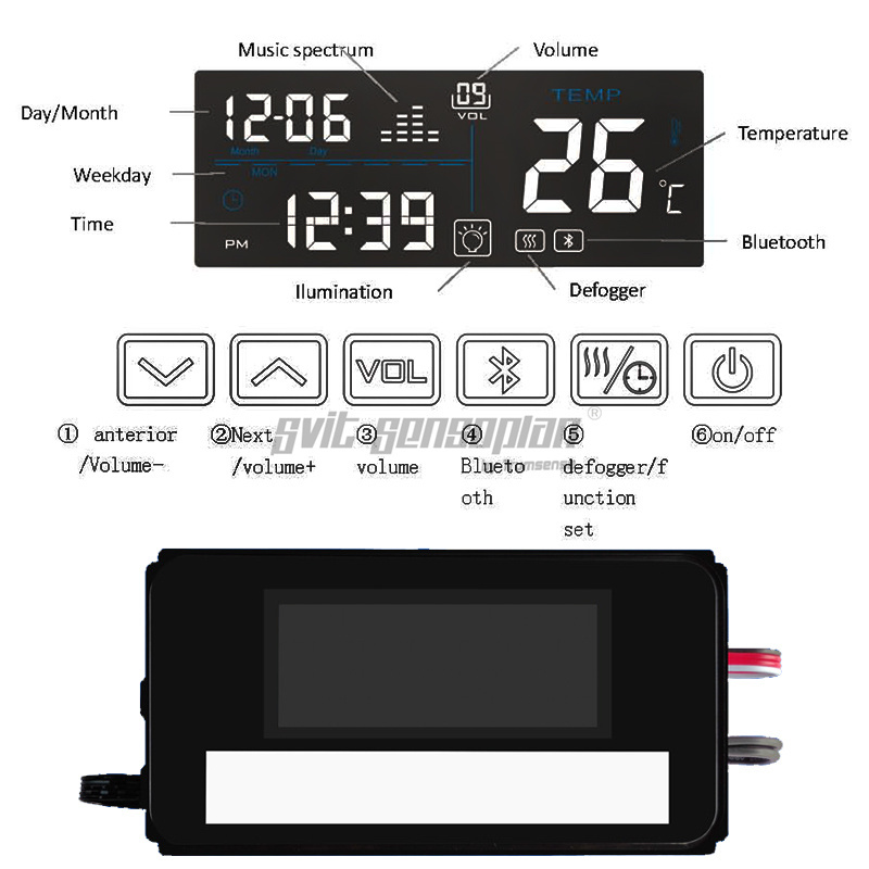 Trumsense 2022 Black LED Screen K3015CBS-S5A Touch Panel Radio Clock Temperature Date Defog Bluetooth-compatible for LED Mirror Used for Hotel Home KTV Make-up Room or Any Other Mirror Refurbishment