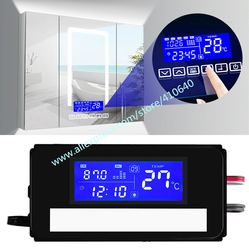 Trumsense K3015CAL Touch Switch Panel With LED On Off Time Temperature Date RadioUsed for LED Light Mirror of Bathroom,Washroom,Bedroom, Bar,Hotel,Beauty Salon,Coffee Shop,Sitting Room,KTV,Homestay,Makeup Room