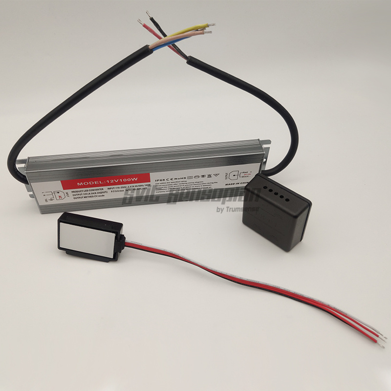 Trumsense STT100ABW Max 100w Loading Power Touch Switch for LED Mirror with Current Amplifier and IP68 AC 220V to DC 12V Adapter