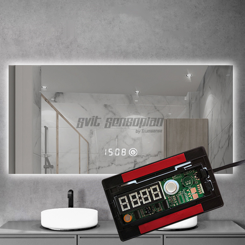Trumsense K3100C-WB Mirror Time And Temperature Displaying Device 12 Or 24 Hour Time And Celsius Or Fahrenheit Display Switch