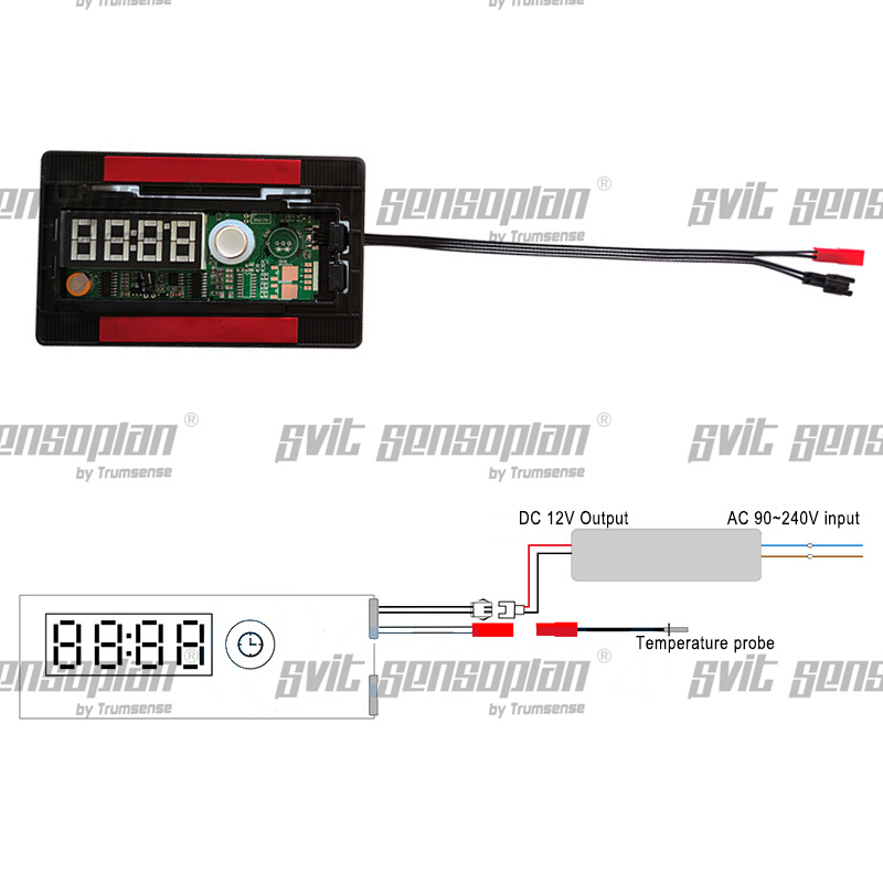 Trumsense K3100C-WB Mirror Time And Temperature Displaying Device 12 Or 24 Hour Time And Celsius Or Fahrenheit Display Switch