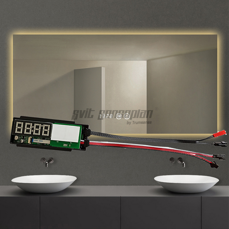 Trumsense K3102A-S2-WB Touch Switch For Smart Led Mirror Single Led Strip Dimming Led Mirror Time Temperature Anti-fog Switch