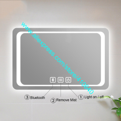 Trumsense WS08F3 Bathroom Mirror Led Light Bluetooth Defogging Three-way Independent Touch Button Switch for Hotel Home Washroom