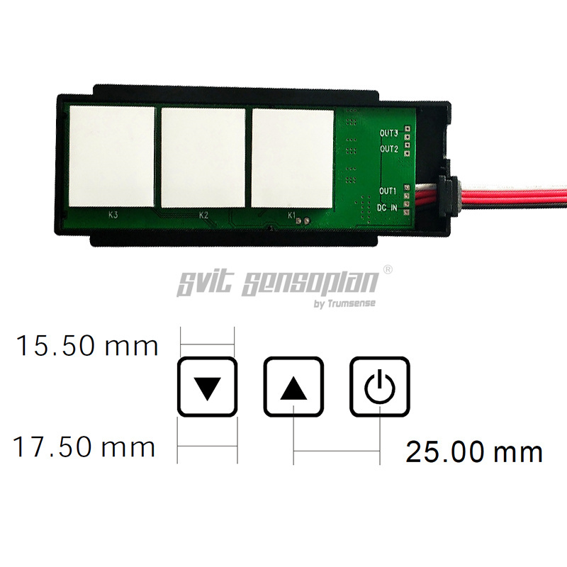 Trumsense WS08F3-A3-BW Hotel Three Key Touch Switch Control On Off of LED Mirror Steplessly Adjust the brightness of LED Strip