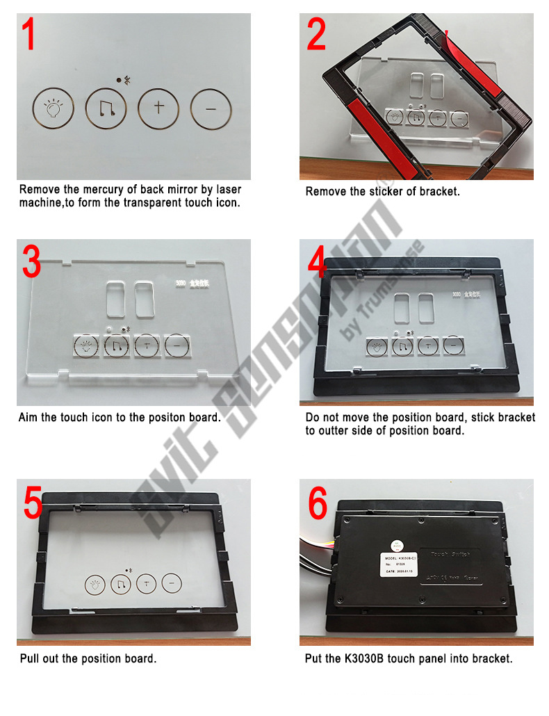 Trumsense DC 12V K3030B Touch Switch Adjust Brightness and 2 LED Colour Strips with Bluetooth-compatiable for LED Mirror