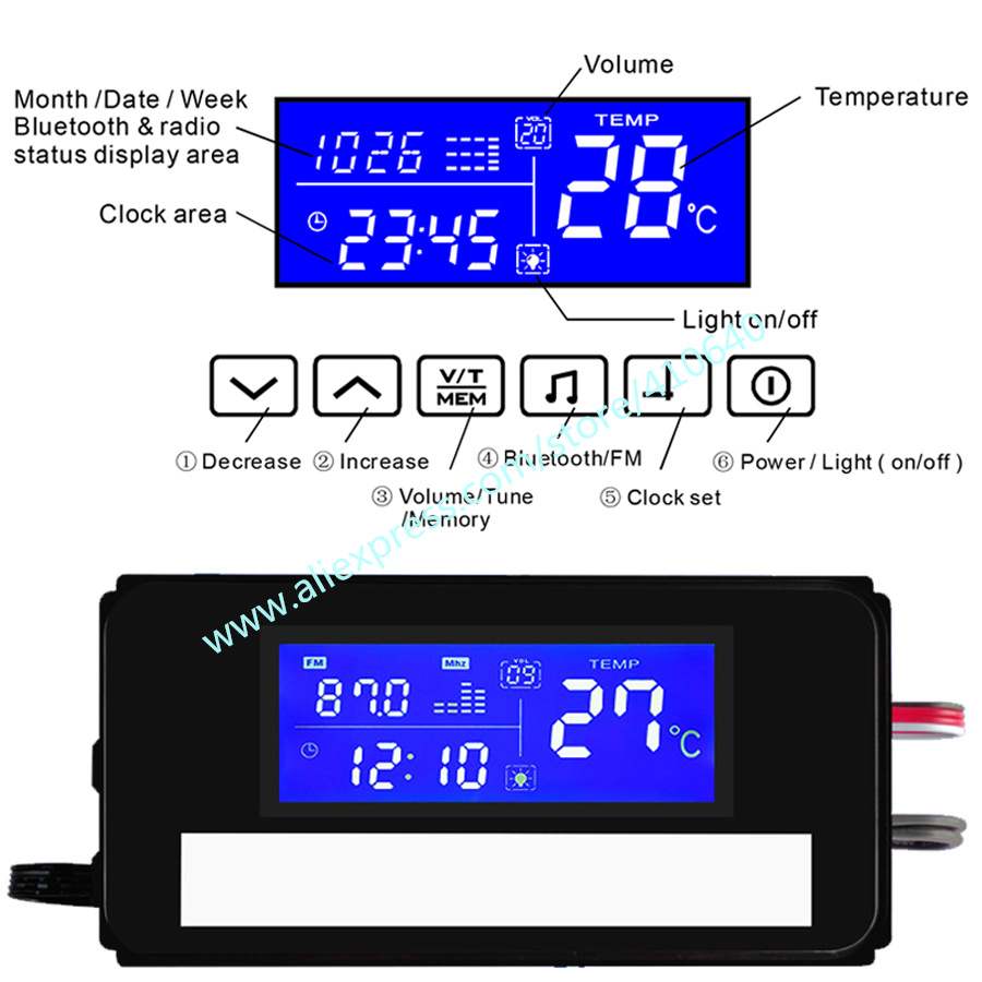 Trumsense K3015CAL Touch Switch Panel With LED On Off Time Temperature Date Radio Bluetooth-compatiable for Bathroom LED Mirror