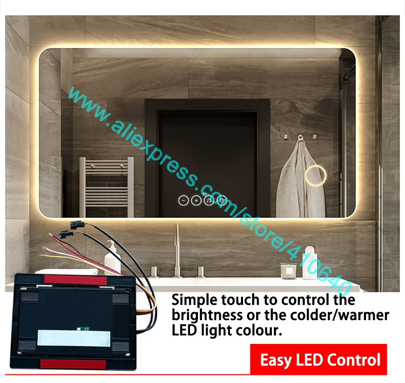 Trumsense DC 12V K3030B Touch Switch Adjust Brightness and 2 LED Colour Strips with Bluetooth-compatiable for LED Mirror