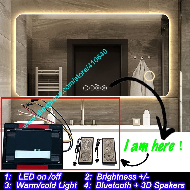 Trumsense DC 12V K3030B Touch Switch Adjust Brightness and 2 LED Colour Strips with Bluetooth-compatiable for LED Mirror