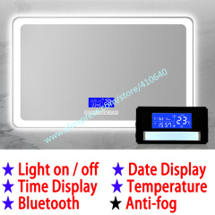 Trumsense K3015CBL Mirror Clock Temperature Date Display with Anti-Fog Touch Six Button Mirror Bluetooth-compatiable Touch Panel