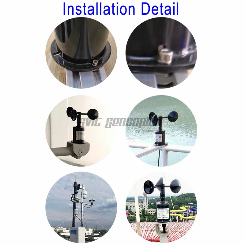Trumsense STTWS930232 Anemometer Wind Speed Sensor 3 Cup Wind Speed Meter Wind Speed Transducer 9 to 30 V Power Supply RS232 Output Polycarbon Material For Weather Station