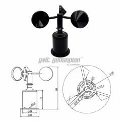 Trumsense STTWS930420 Anemometer 3 Cup Wind Speed Sensor 9 to 30 V Power Supply 4 to 20 mA Current Output Wind Speed Meter Compliant with the CIMO Guide of WMO
