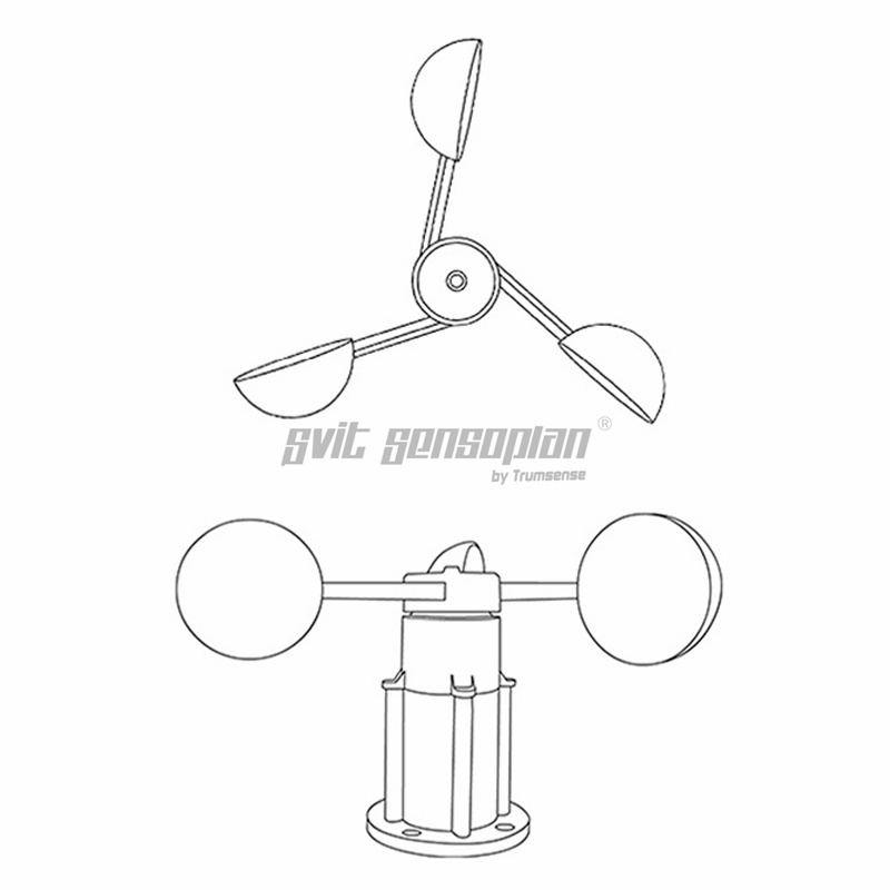 Trumsense STTWS1224042C Three Cup Type Wind Rate Sensor 12 to 24 V Power Supply 0.4 to 2V Output For Construction Tower Crane Good Water Proof Design