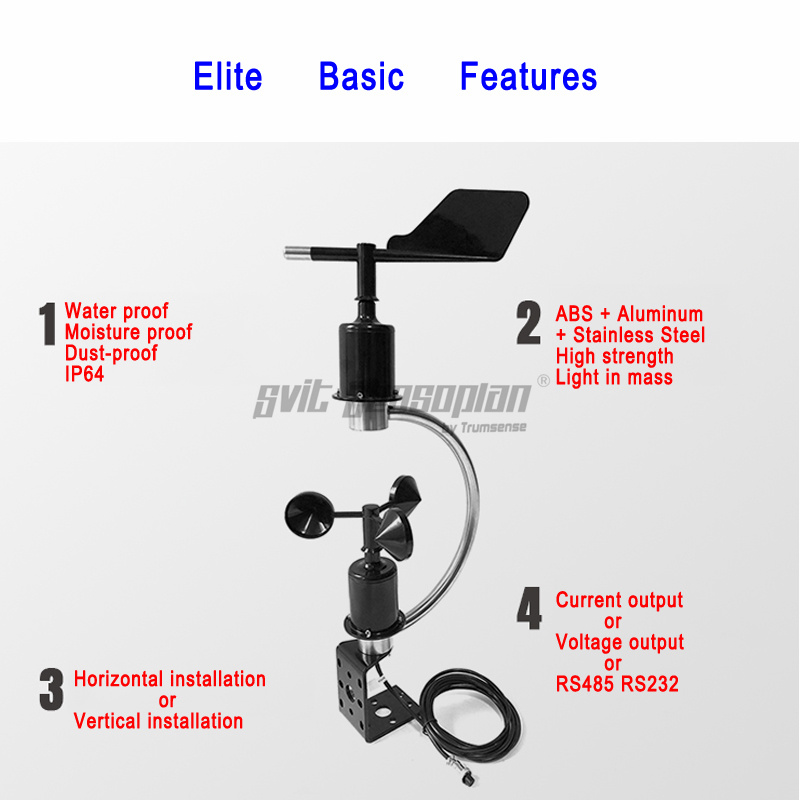 Trumsense STTWSWDI5020C DC 5V Power 0 to 20mA Output Integrated C Type Wind Speed and Wind Direction Sensor with Water Proof Design for Multi-function Weather Station